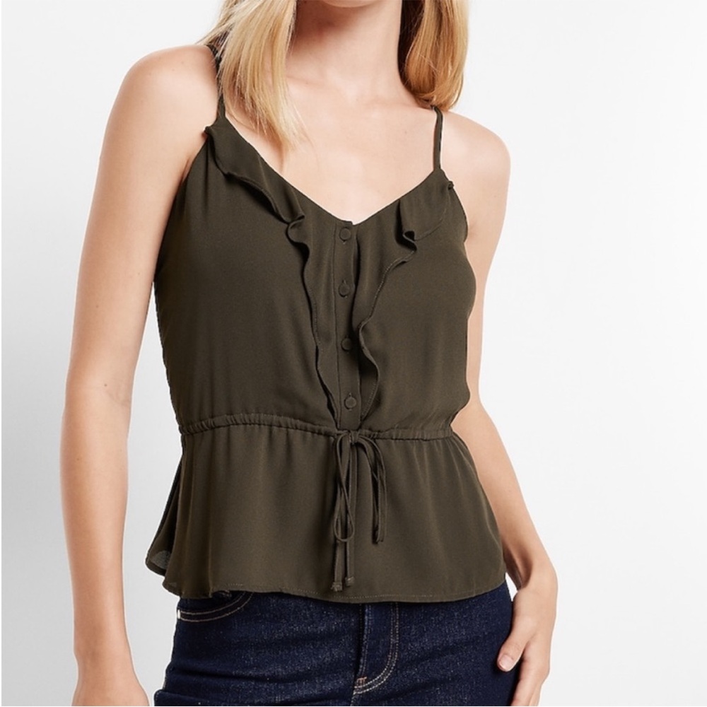 Express Olive Green Peplum Cami/Tank Size S